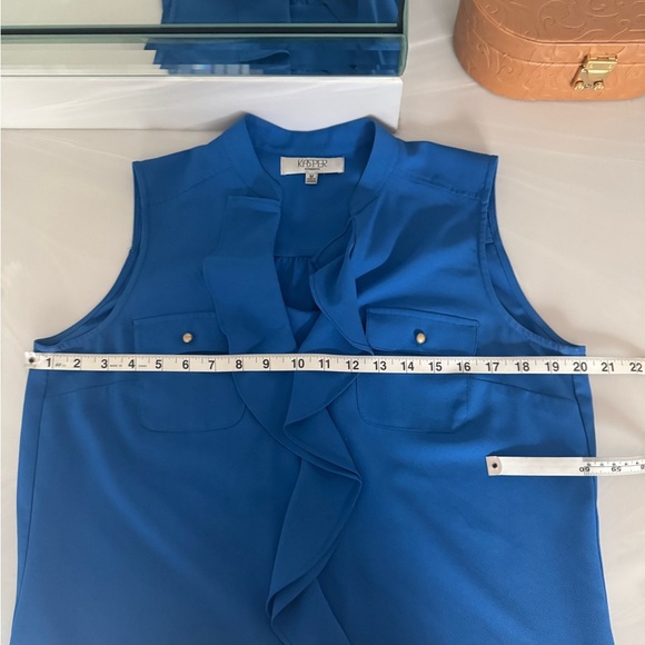 Kasper Royal Blue Ruffle Front Blouse US M - Picture 5 of 7